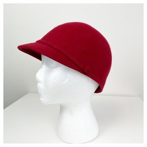 AQUA Red 100% Wool Cloche Hat